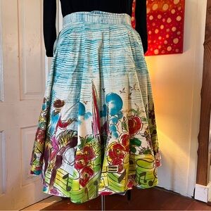Vintage 1950’s Hand Painted Music Guitars Mexican Circle Skirt -Pinup Rockabilly